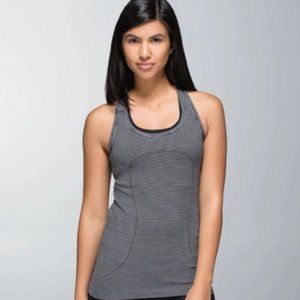 SOLD Lululemon Swiftly Tech Racerback Tank Top Black Stripe Run Size 8